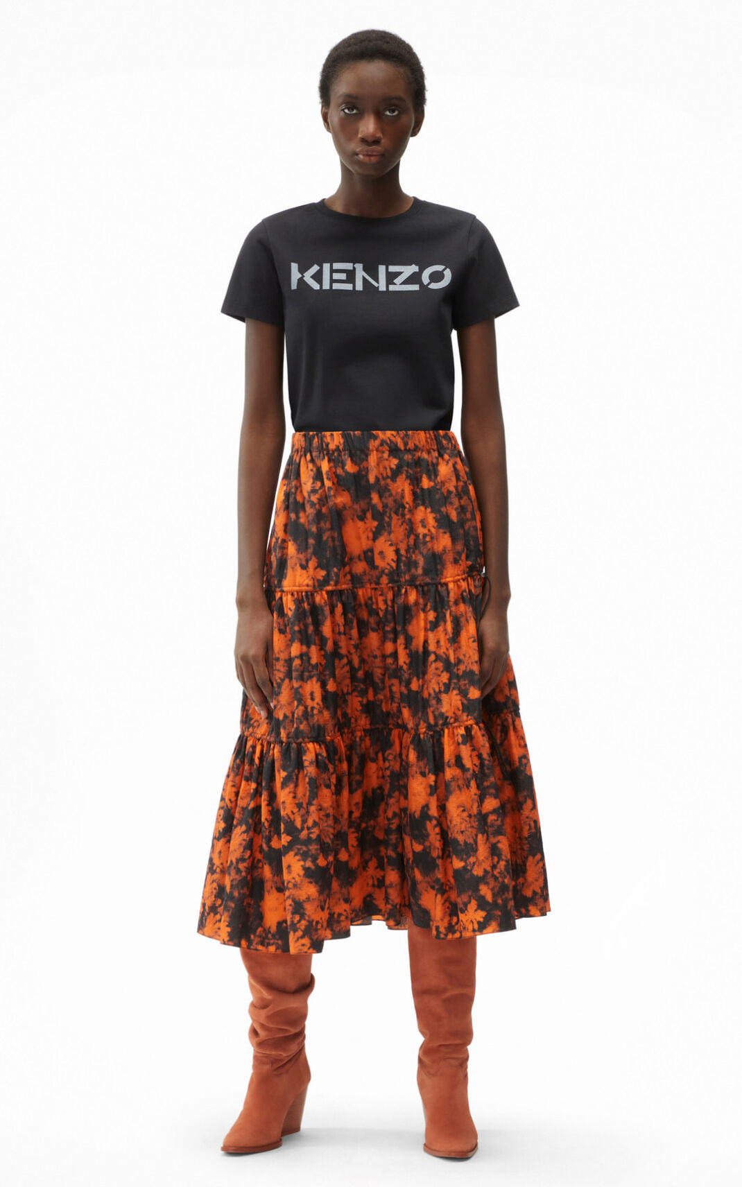 Kenzo Ghost Flower Midi φούστες γυναικεια πορτοκαλι | GR702910